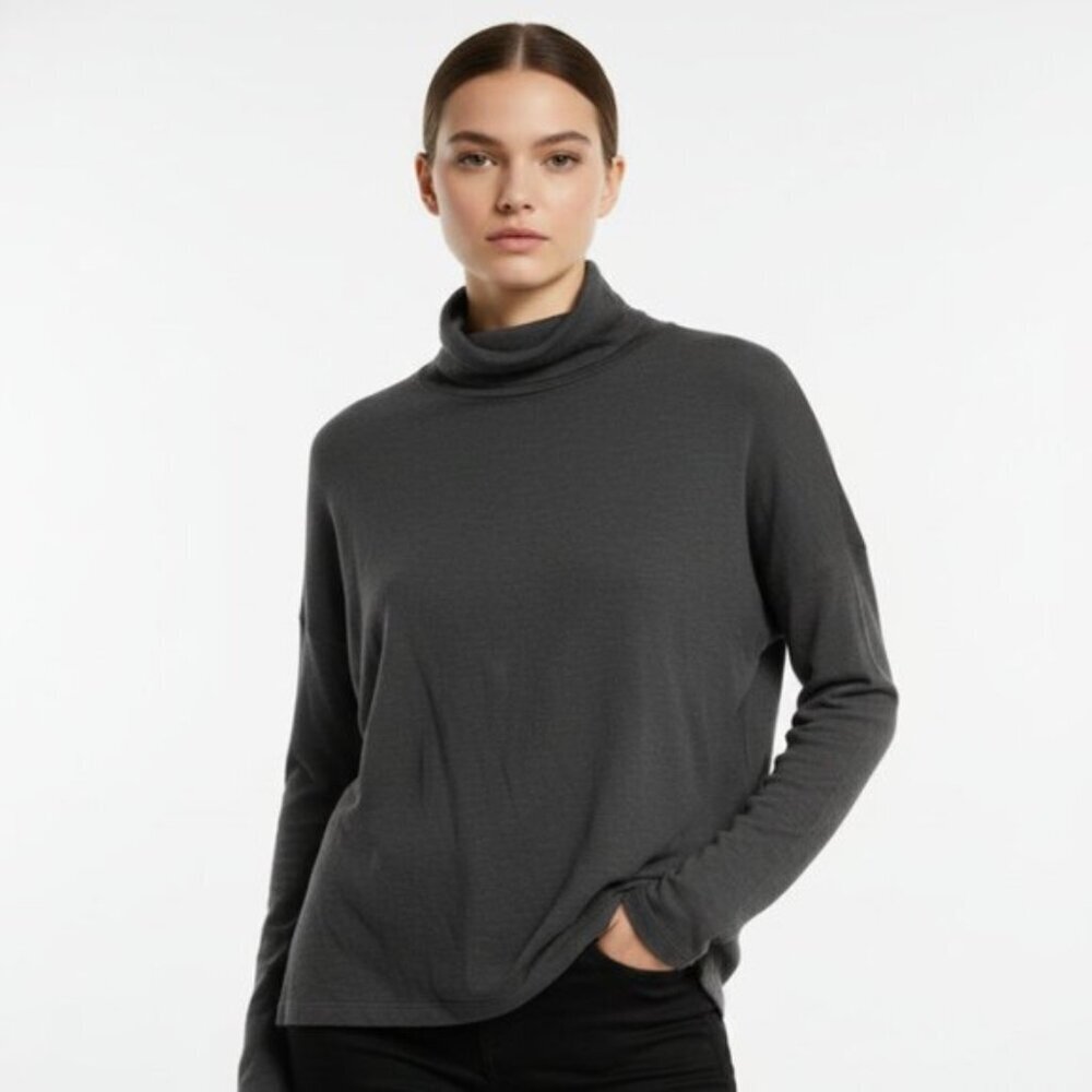 Abercrombie & Fitch Charcoal Turtleneck Long Sleeve Top - Size L